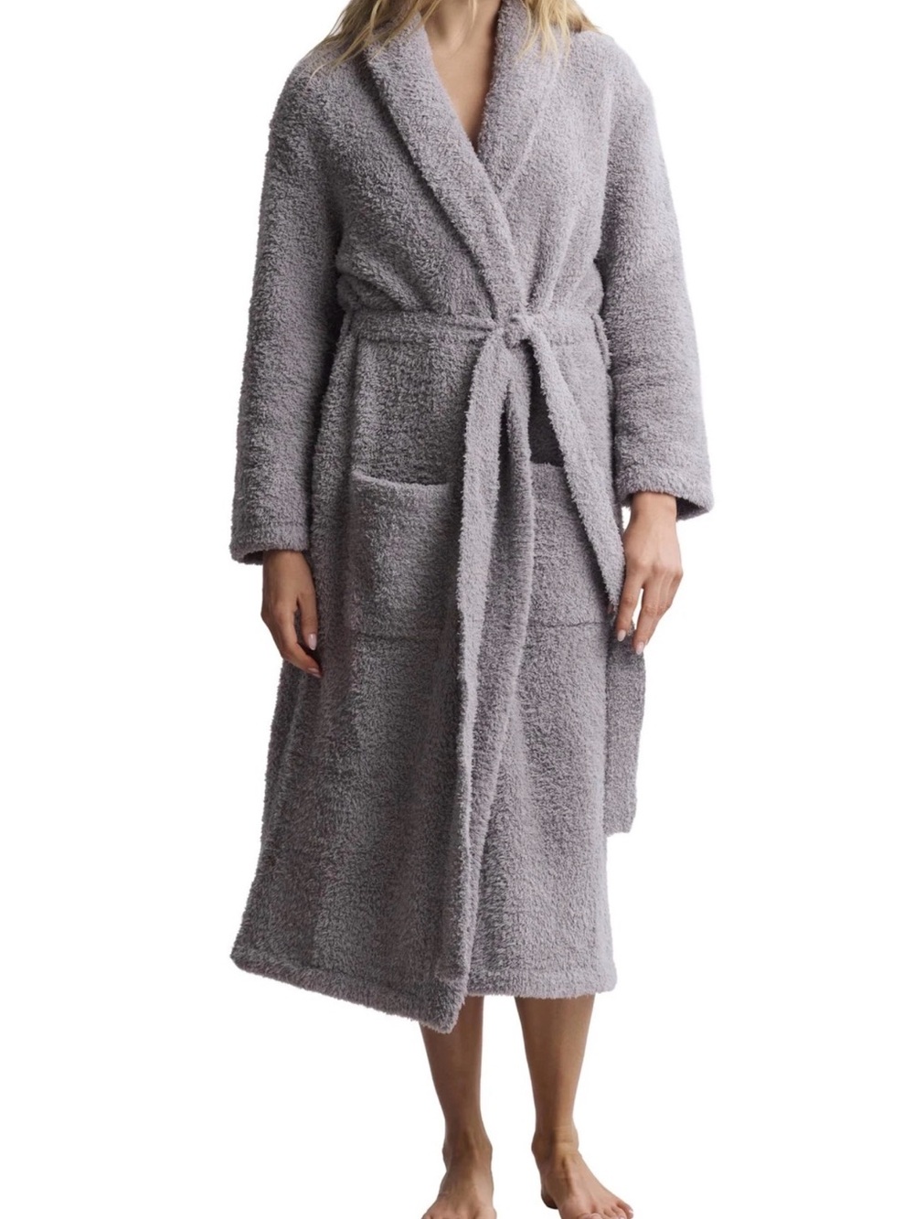 Barefoot Dreams CozyChic Adult Robe Dove Gray Luxury Soft Microfiber